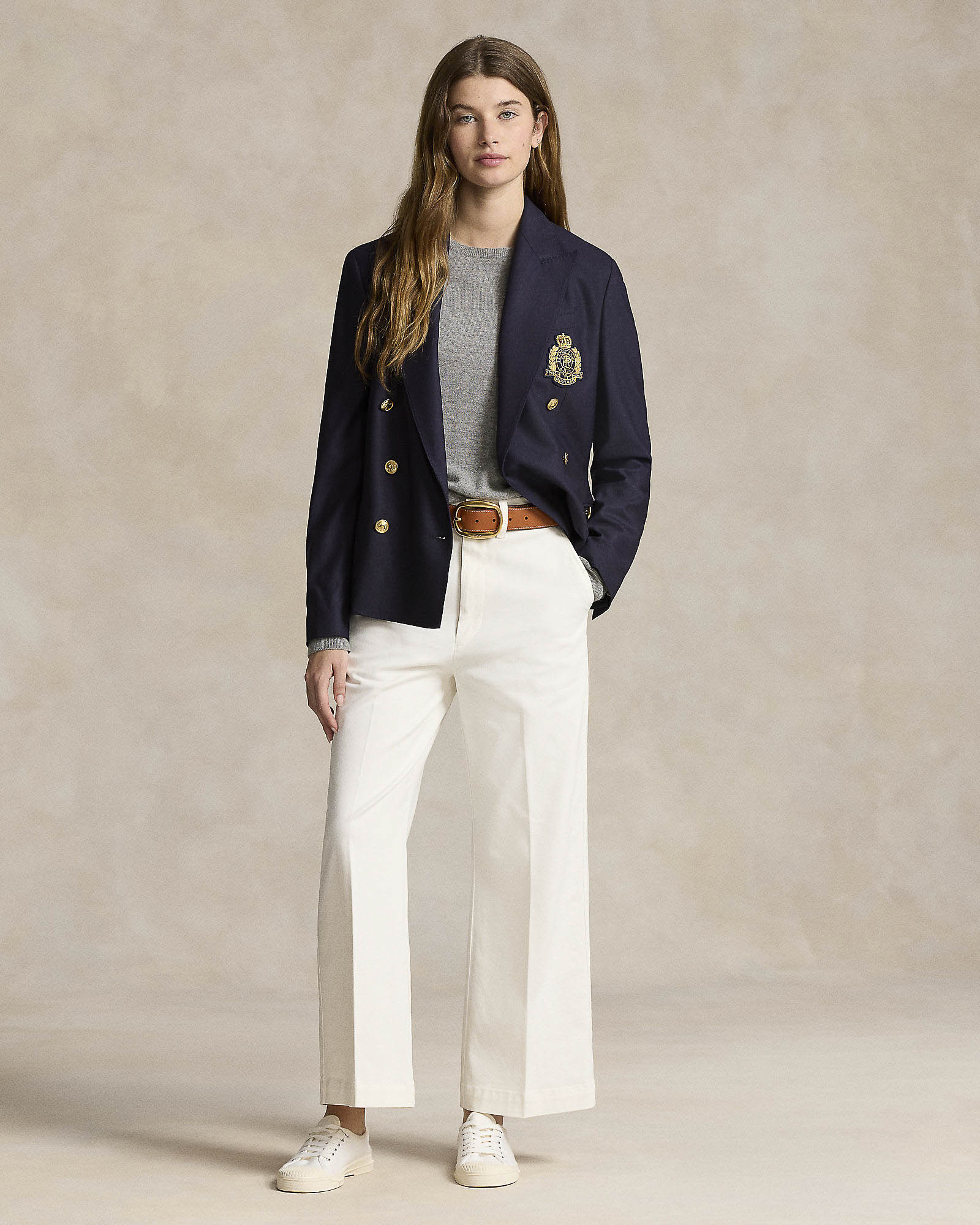 Pantaloni chino cropped Polo bianchi in misto cotone stretch