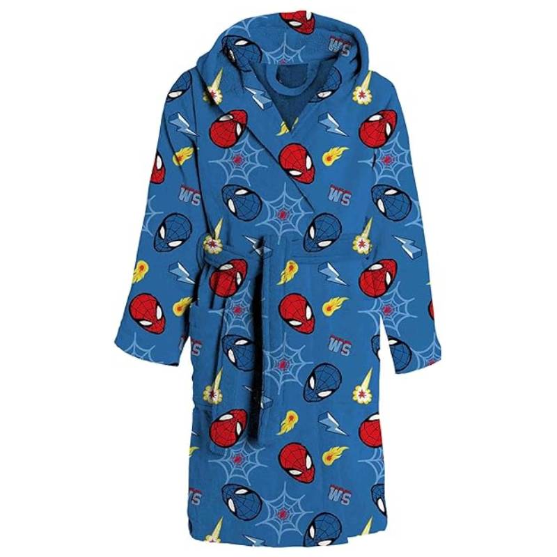 Accappatoio Spiderman Power Caleffi Disney Per Bambino In Spugna Di Cotone Blu