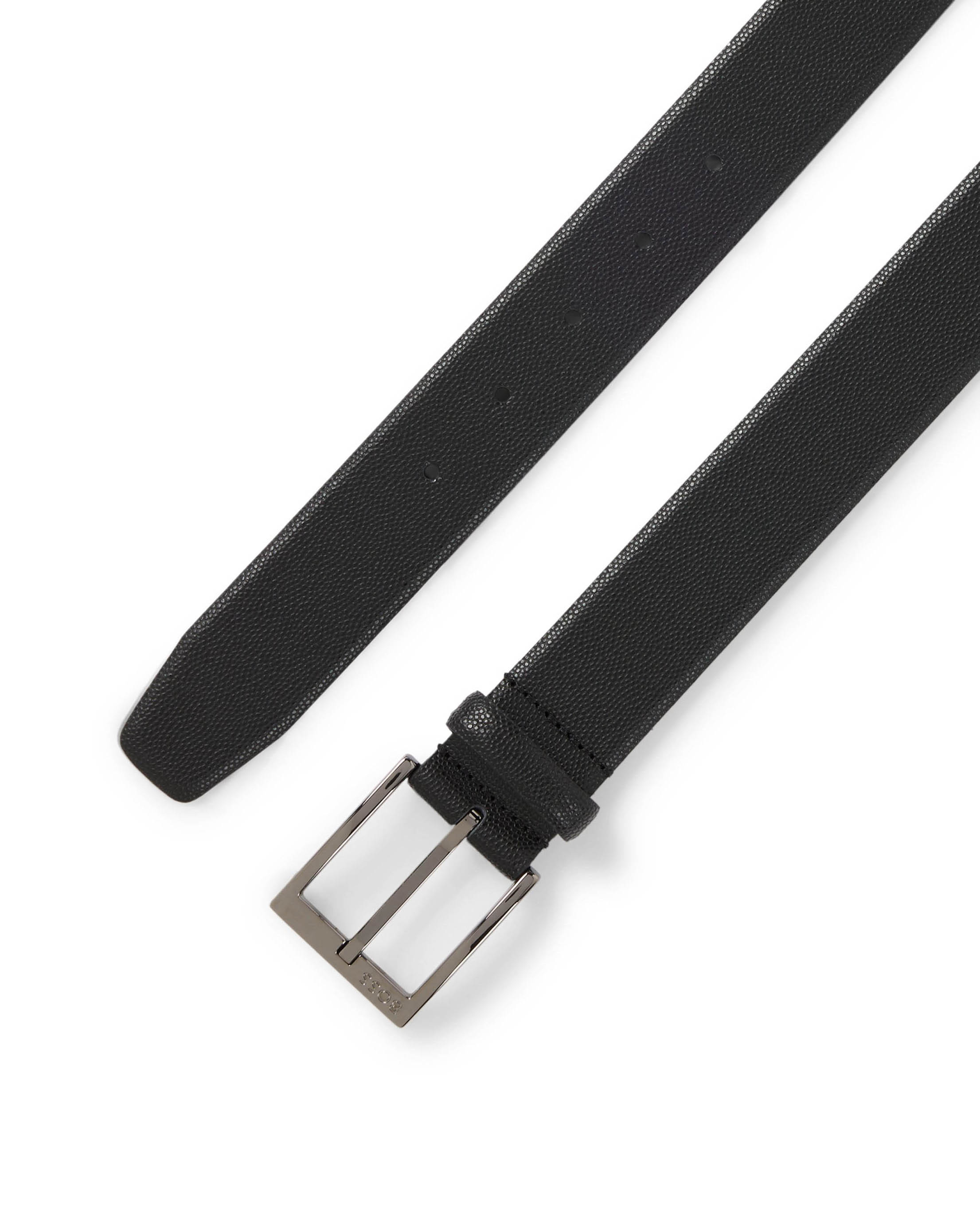 Cintura Elloy nera in pelle martellata con fibbia argento