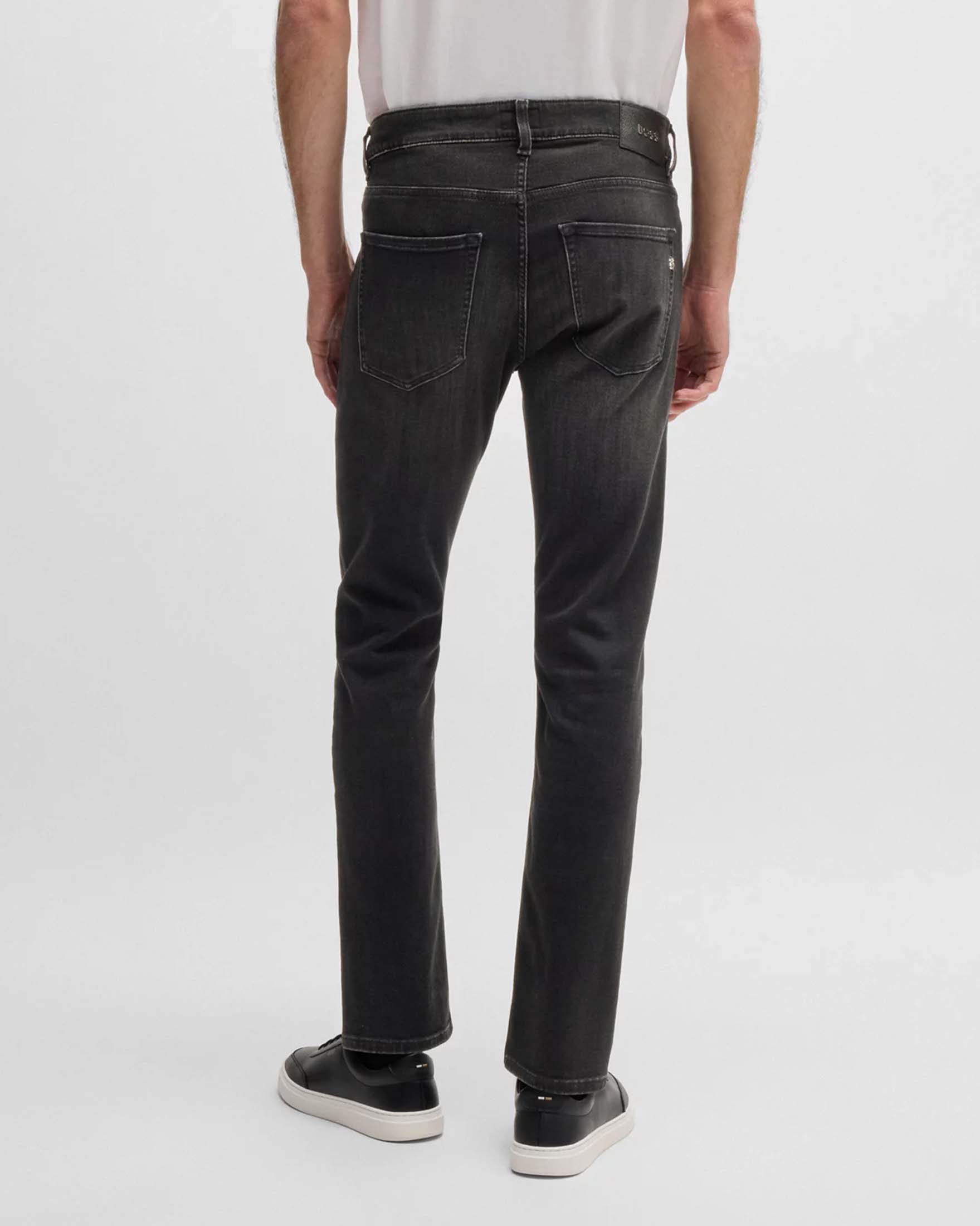 Jeans Delaware slim fit in cotone stretch lavaggio nero stone washed con baffature image
