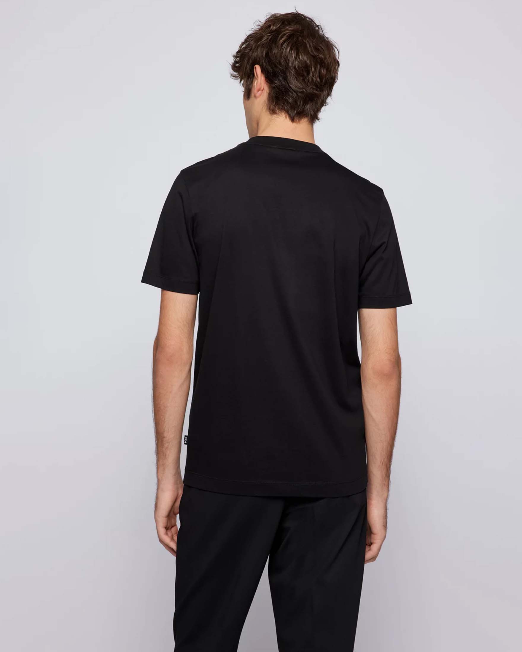 T-shirt Thompson Boss nera mezza manica in puro cotone image