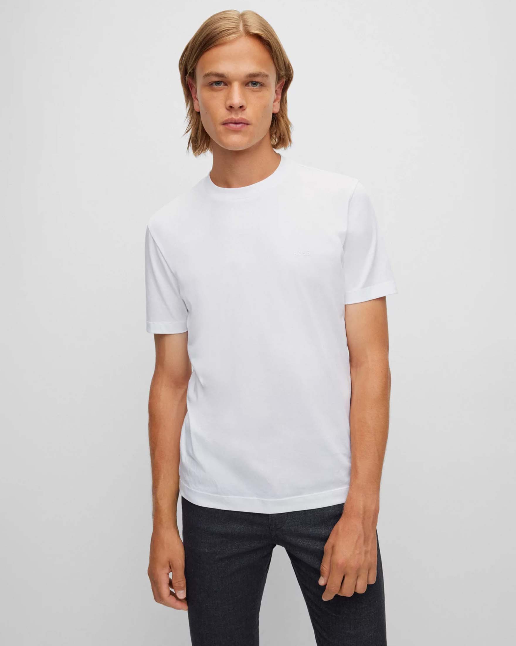T-shirt Thompson bianca mezza manica in puro cotone