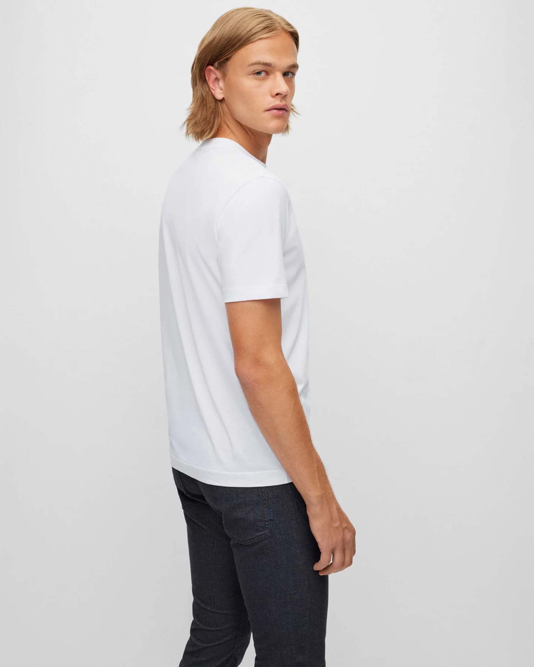 T-shirt Thompson Boss bianca mezza manica in puro cotone image