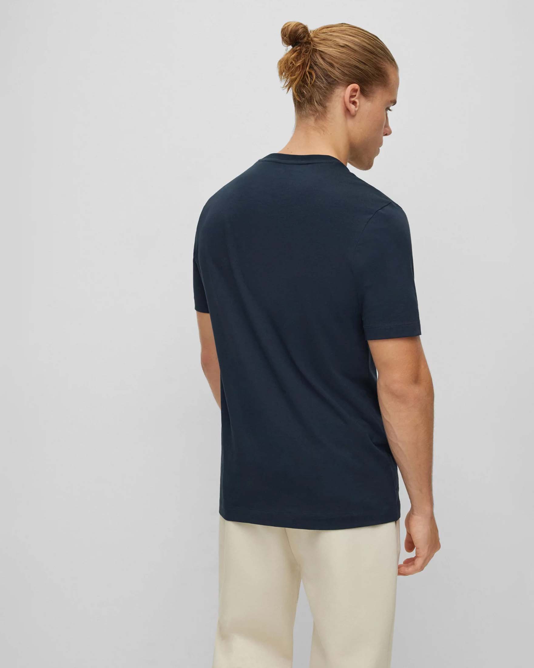 T-shirt Thompson Boss blu mezza manica in puro cotone image