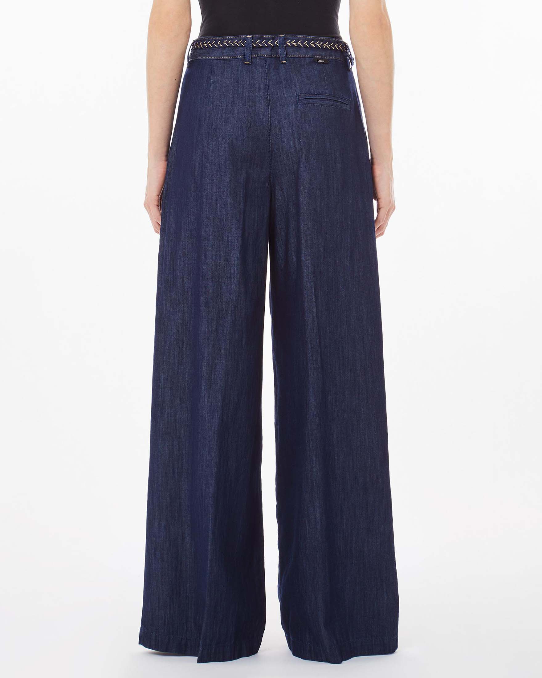 Pantaloni Jeans A Vita Stretta Jeans Wide Leg A Vita Alta In