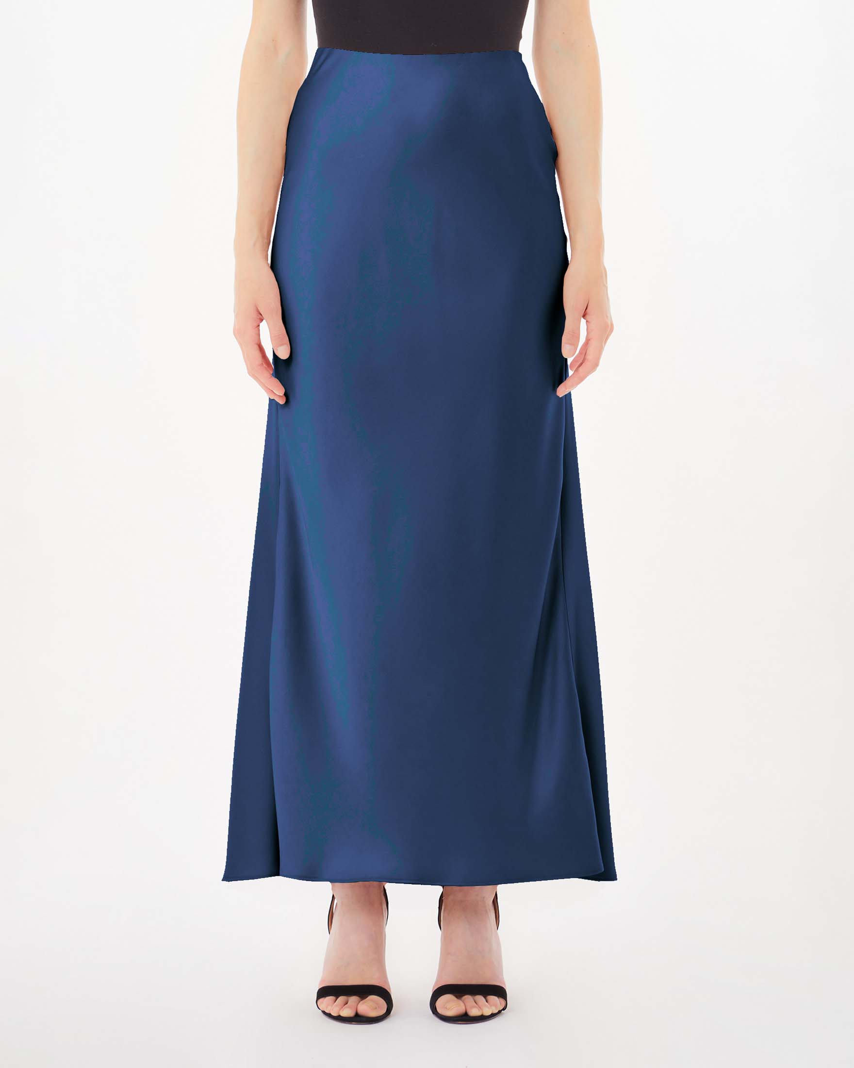 Gonna Seta Gonna Lunga In Raso Blu Grigio Taglia M, Imitazione