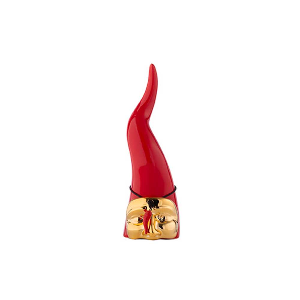 Giardini Di Marzo Corno Colore Rosso Con Maschera Oro Diametro 5,3X17H Cm