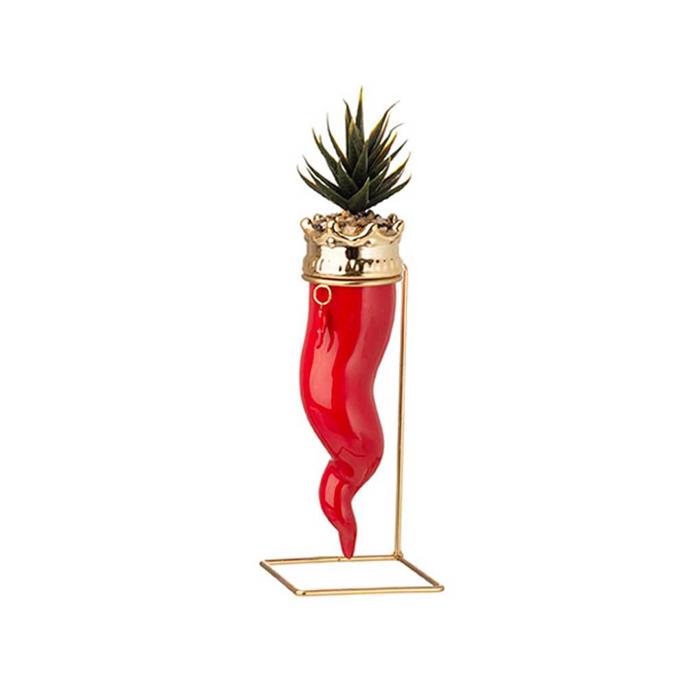 Giardini Di Marzo Corno Colore Rosso Con Piantina 9X9X28H Cm