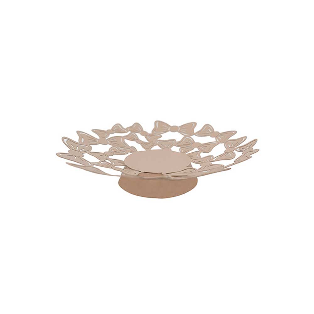 Giardini Di Marzo Centro Tavola Fiocchi In Acciaio Colore Tortora Diametro 28X6,5H Cm