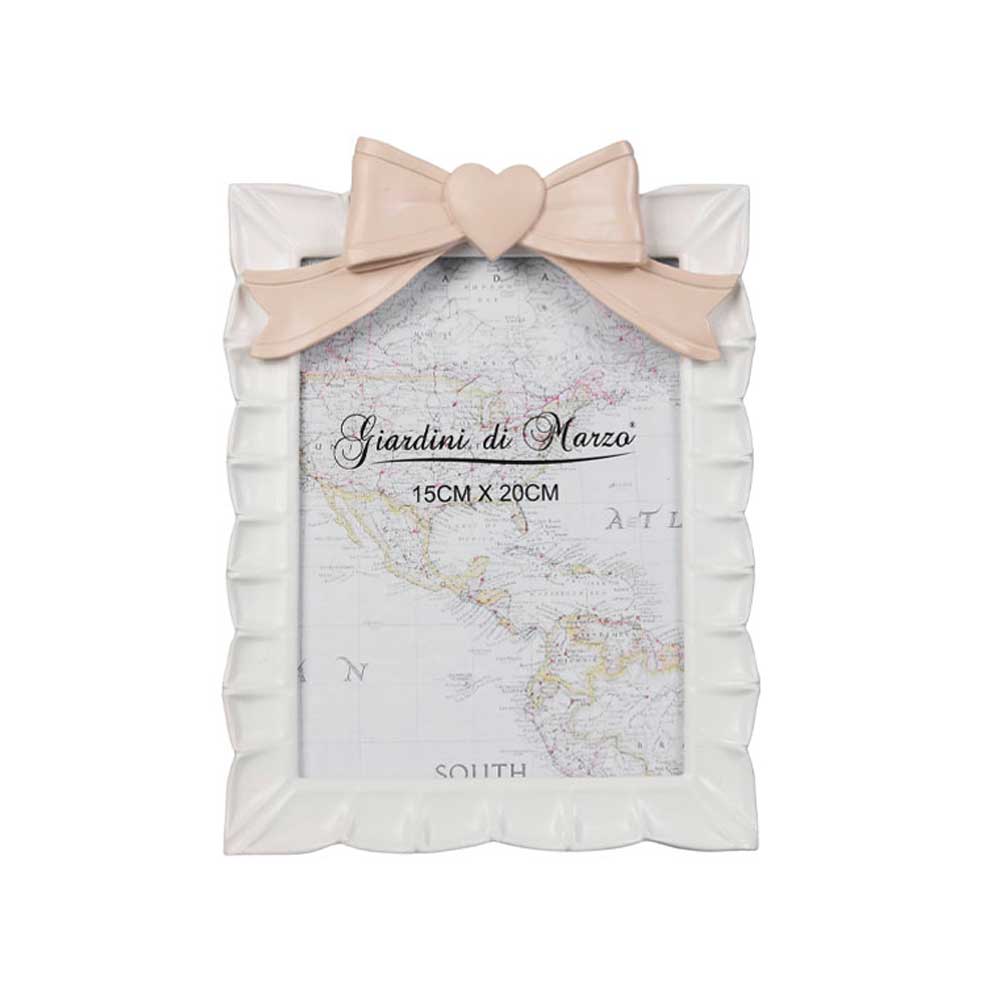 Giardini Di Marzo Portafoto Con Fiocco Colore Tortora 15X20 Cm