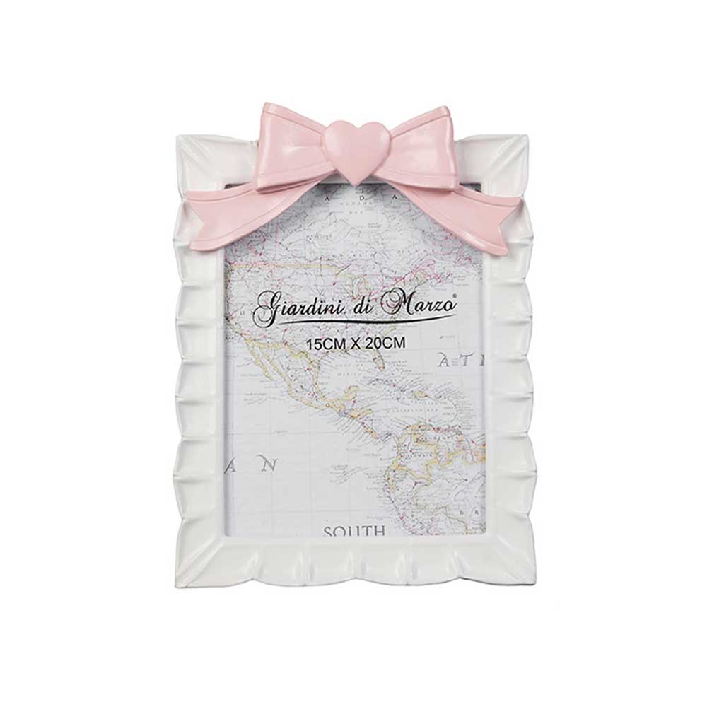 Giardini Di Marzo Portafoto Con Fiocco Colore Rosa 15X20 Cm