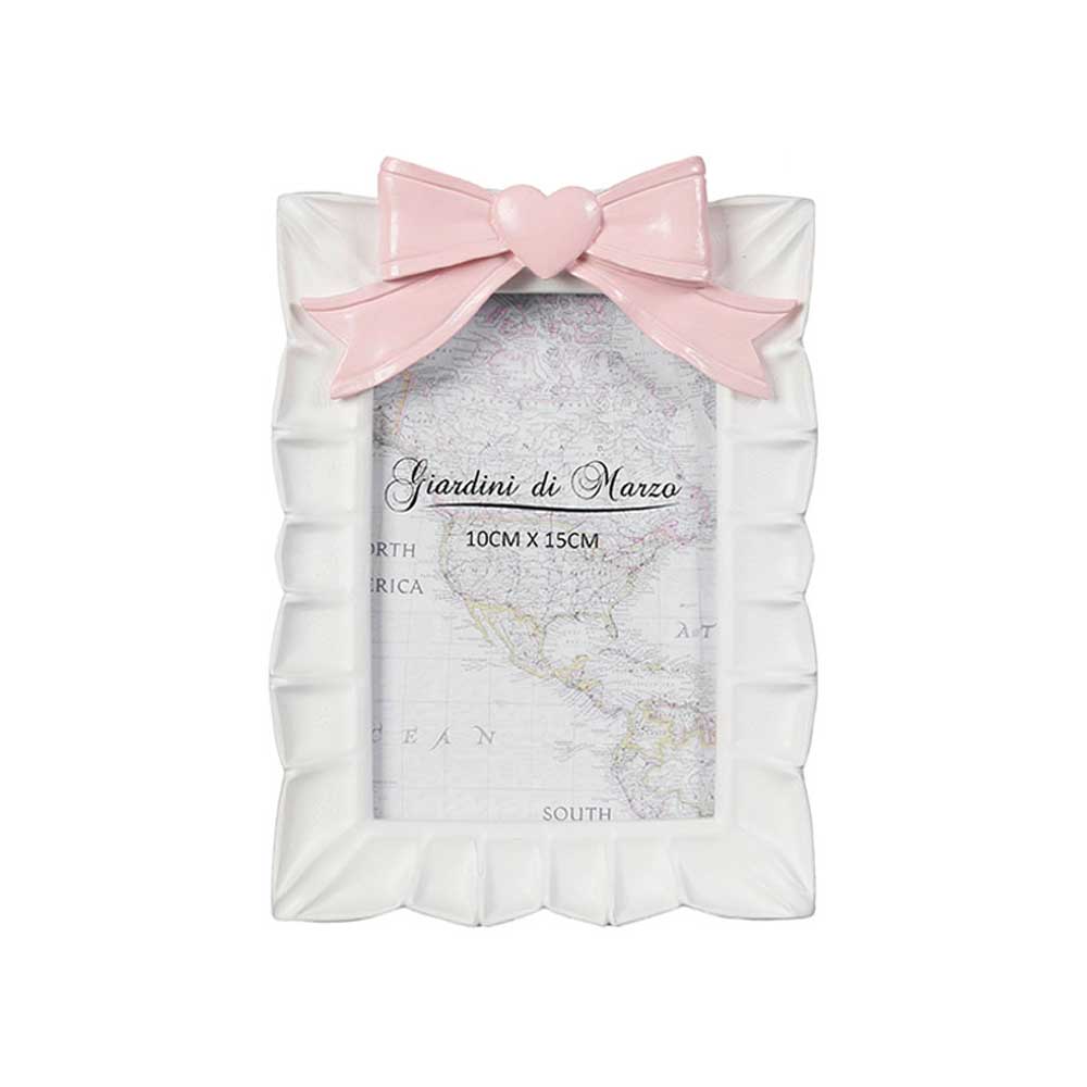 Giardini Di Marzo Portafoto Con Fiocco Colore Rosa 10X15 Cm