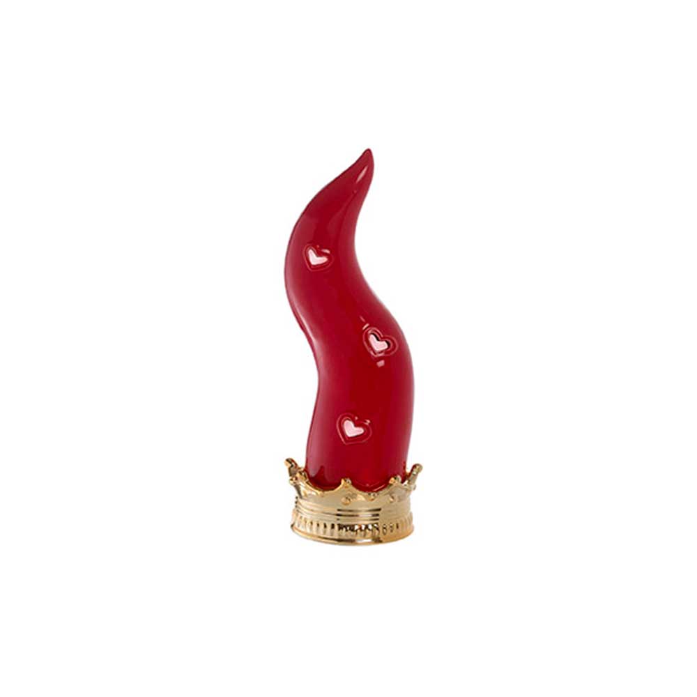 Giardini Di Marzo Corno Colore Rosso Con Corona Oro E LED Diametro 6X18H Cm