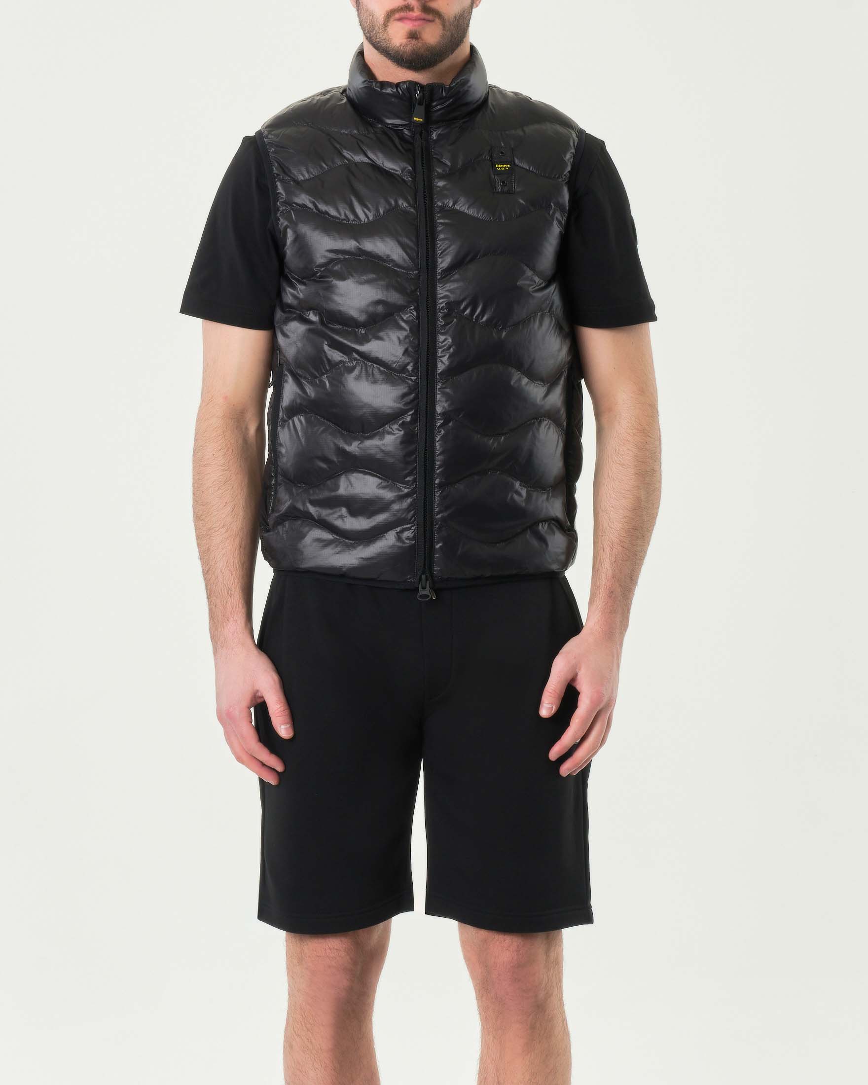 Gilet nero Blauer 100 grammi senza cappuccio con trapuntatura ad onde