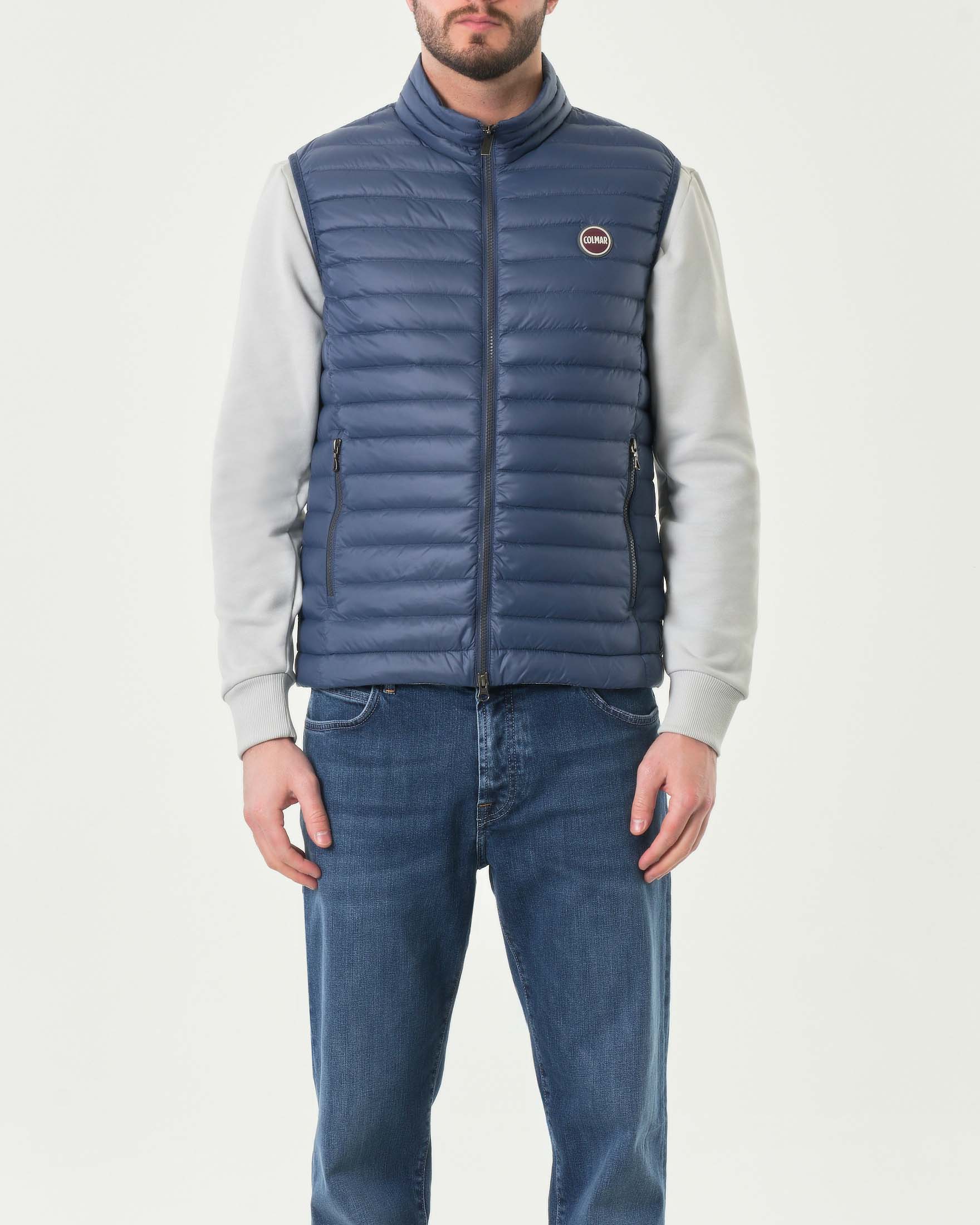 Gilet blu indaco imbottito in piuma