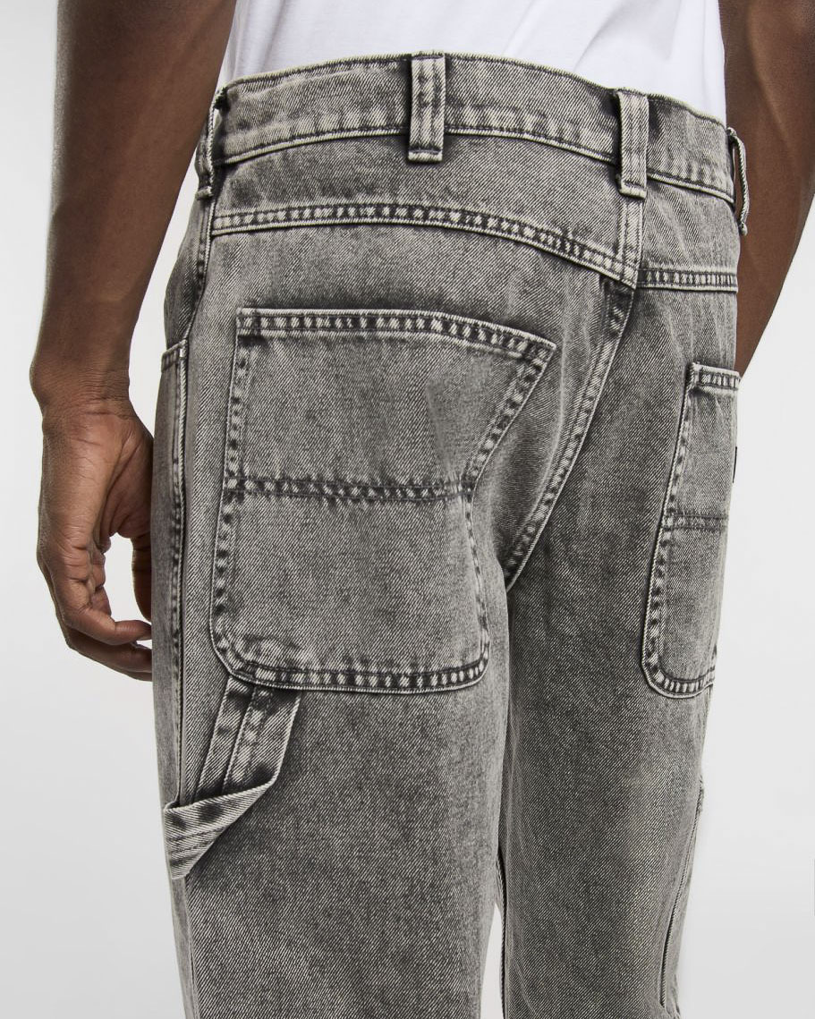 Jeans Work Carpenter in puro cotone lavaggio grigio stone washed