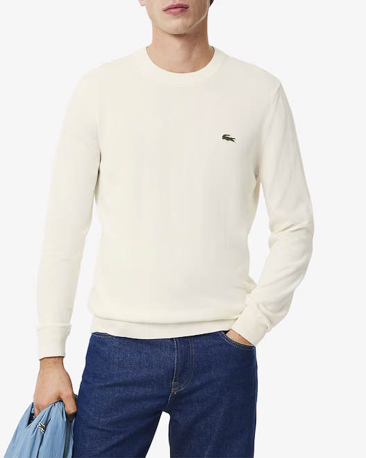 Maglia panna girocollo in puro cotone