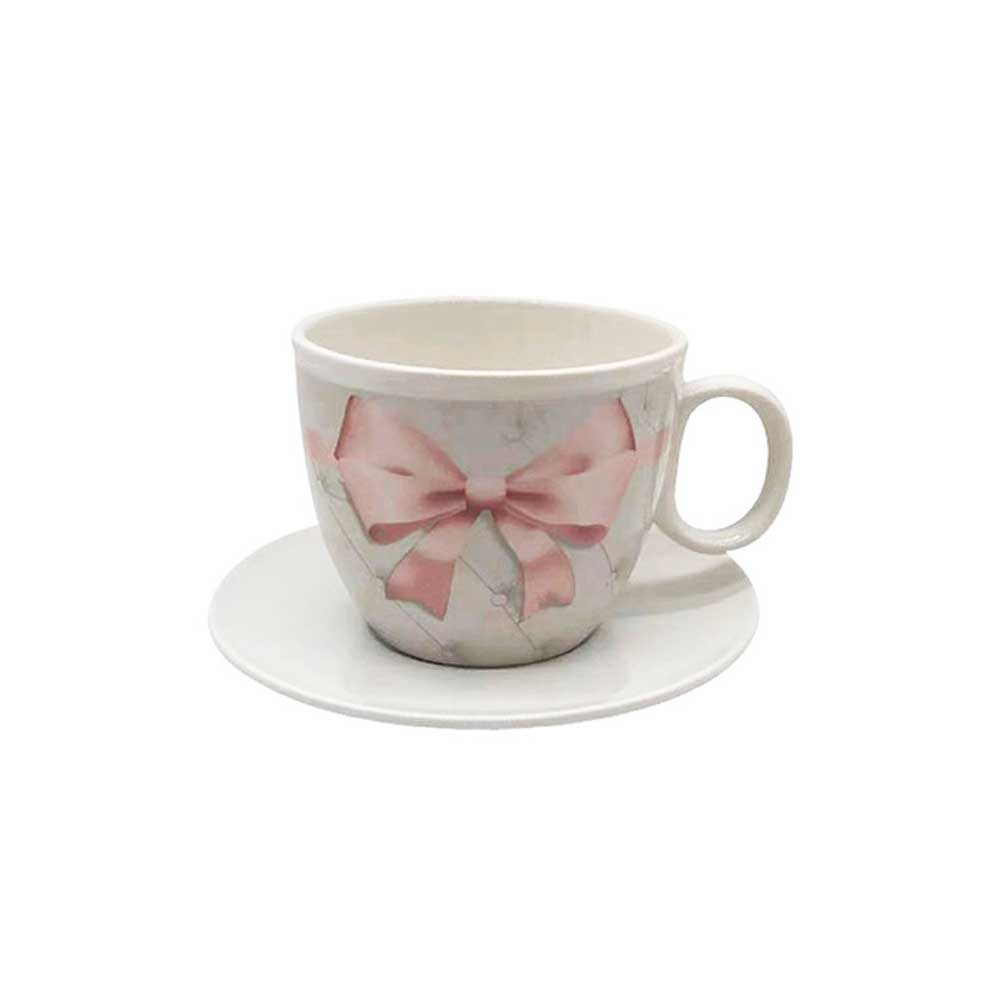 Giardini Di Marzo Tazzone Portacialde Con Fiocco Colore Rosa Diametro 23X16H Cm