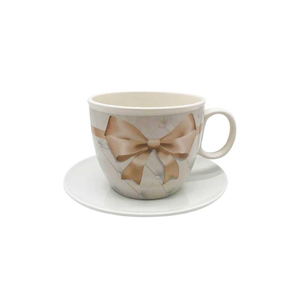 Giardini Di Marzo Tazzone Portacialde Con Fiocco Colore Tortora Diametro 23X16H Cm