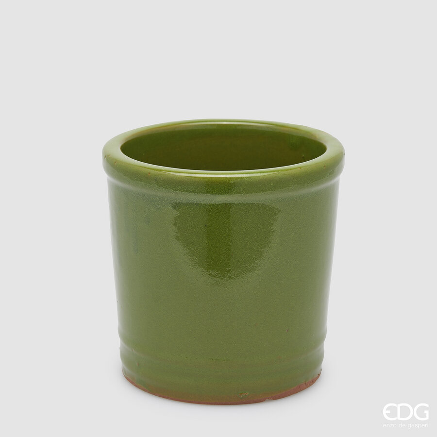 Vaso in Ceramica Glaze Cilindro Verde d.18 h.18