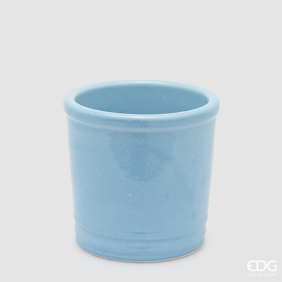 Vaso in Ceramica Glaze Cilindro Celeste d.18 h.18