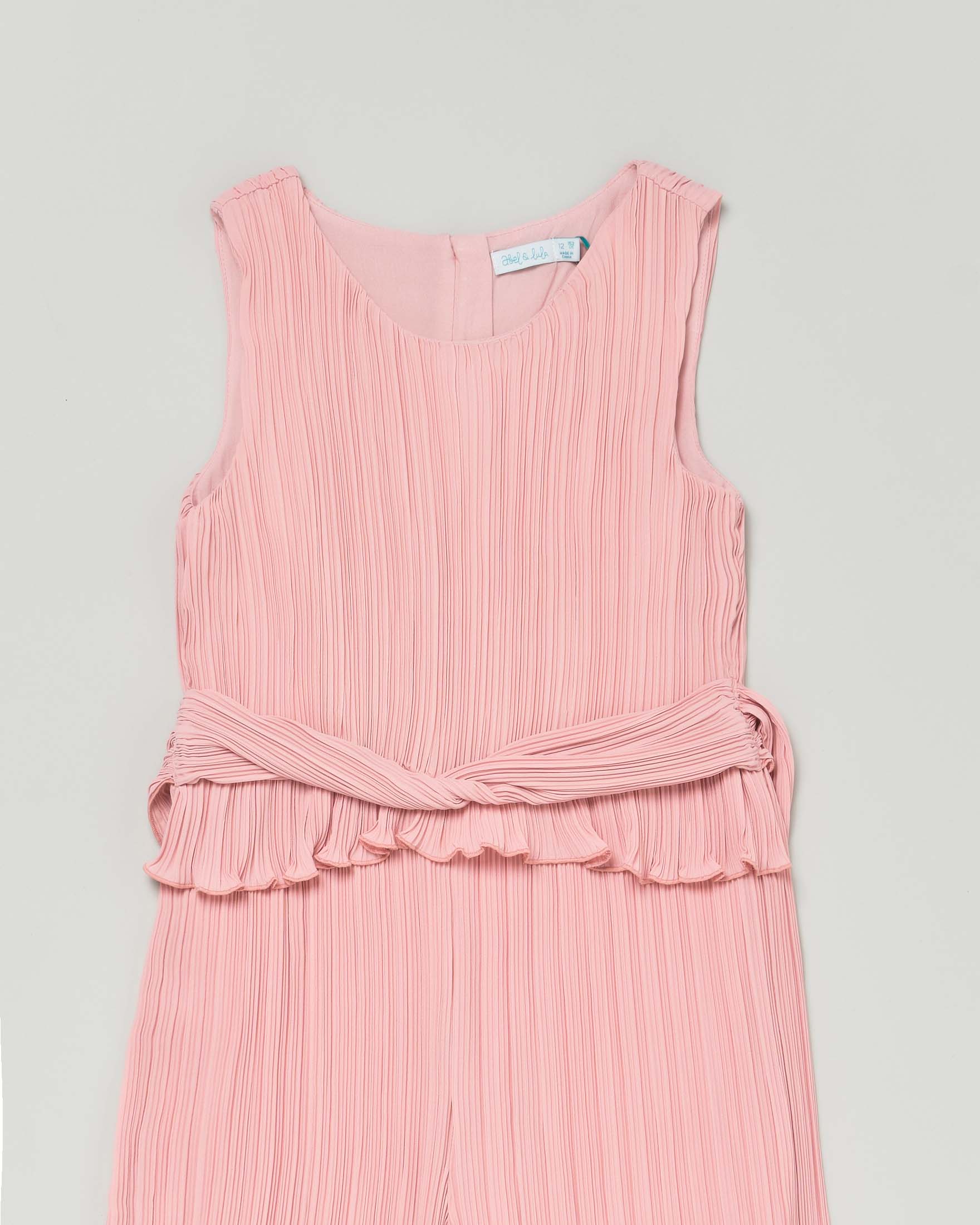 Abito tuta chiffon plissettata rosa cipria image