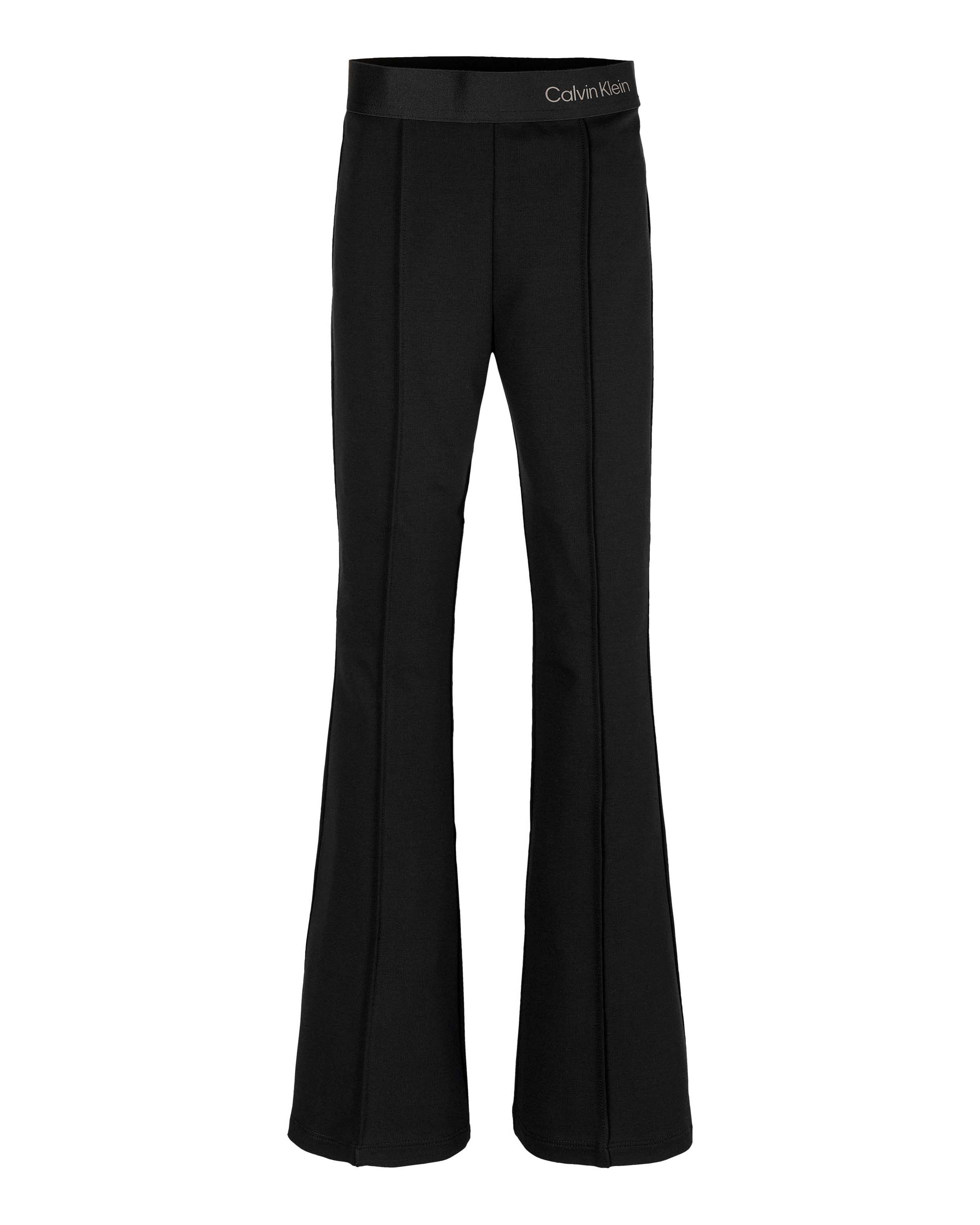 Leggins flare neri in misto viscosa a vita alta con elastico porta logo
