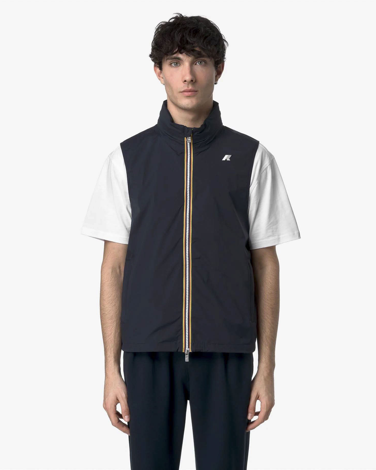Gilet Valen Stretch Nylon Jersey blu con cappuccio estraibile