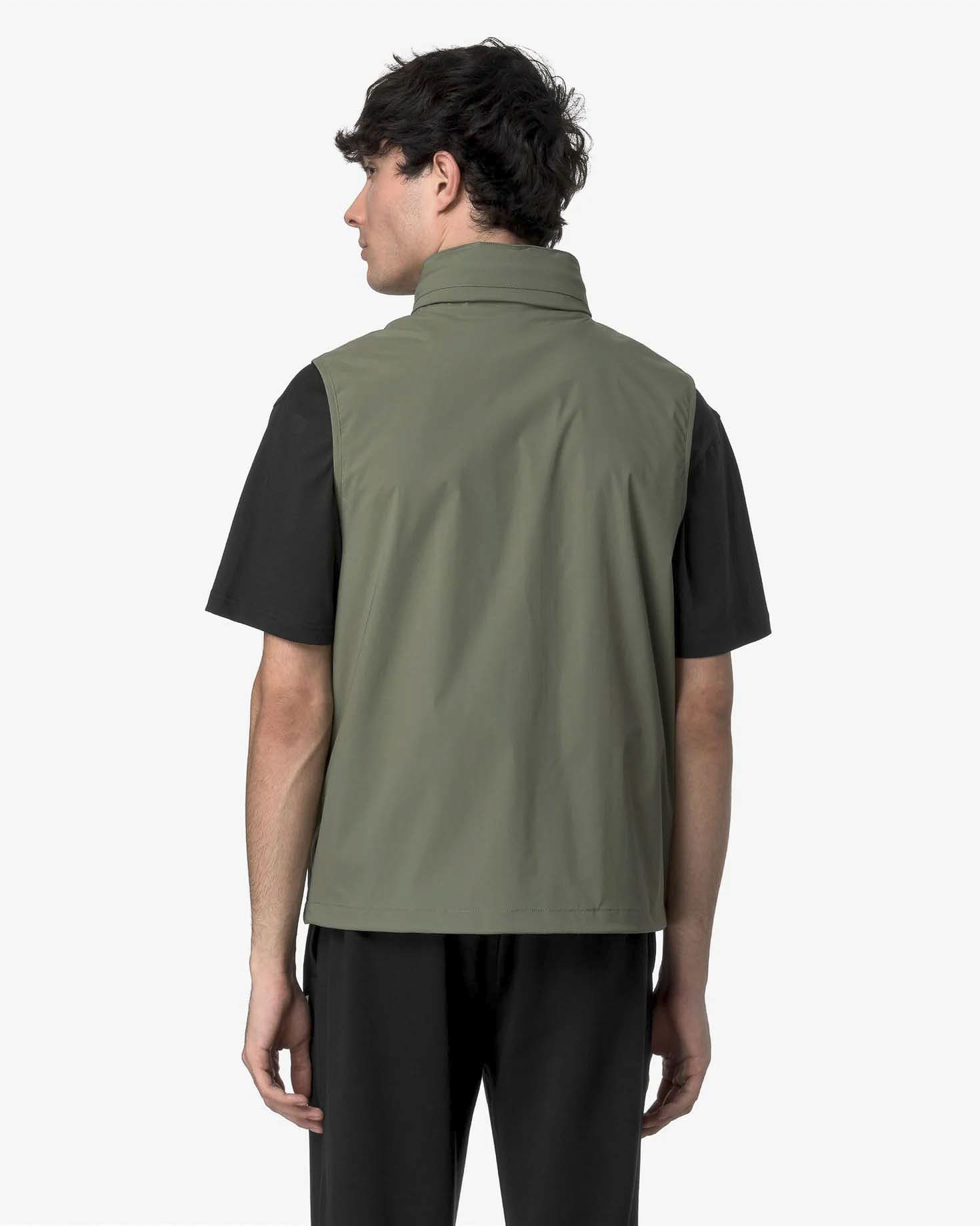Gilet K-way Valen Stretch Nylon Jersey verde salvia con cappuccio estraibile image