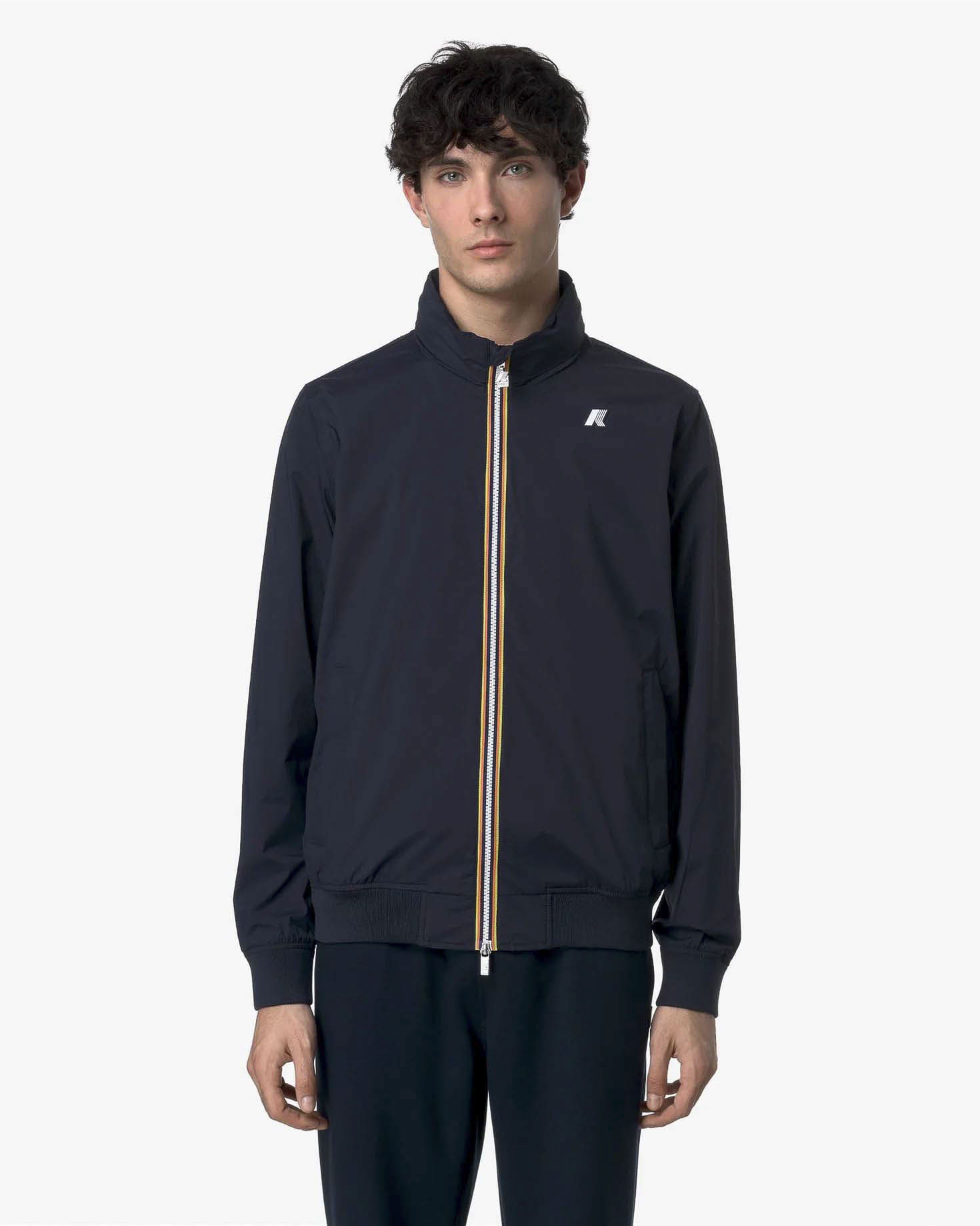 K-way Amaury Stretch Nylon Jersey blu con cappuccio estraibile