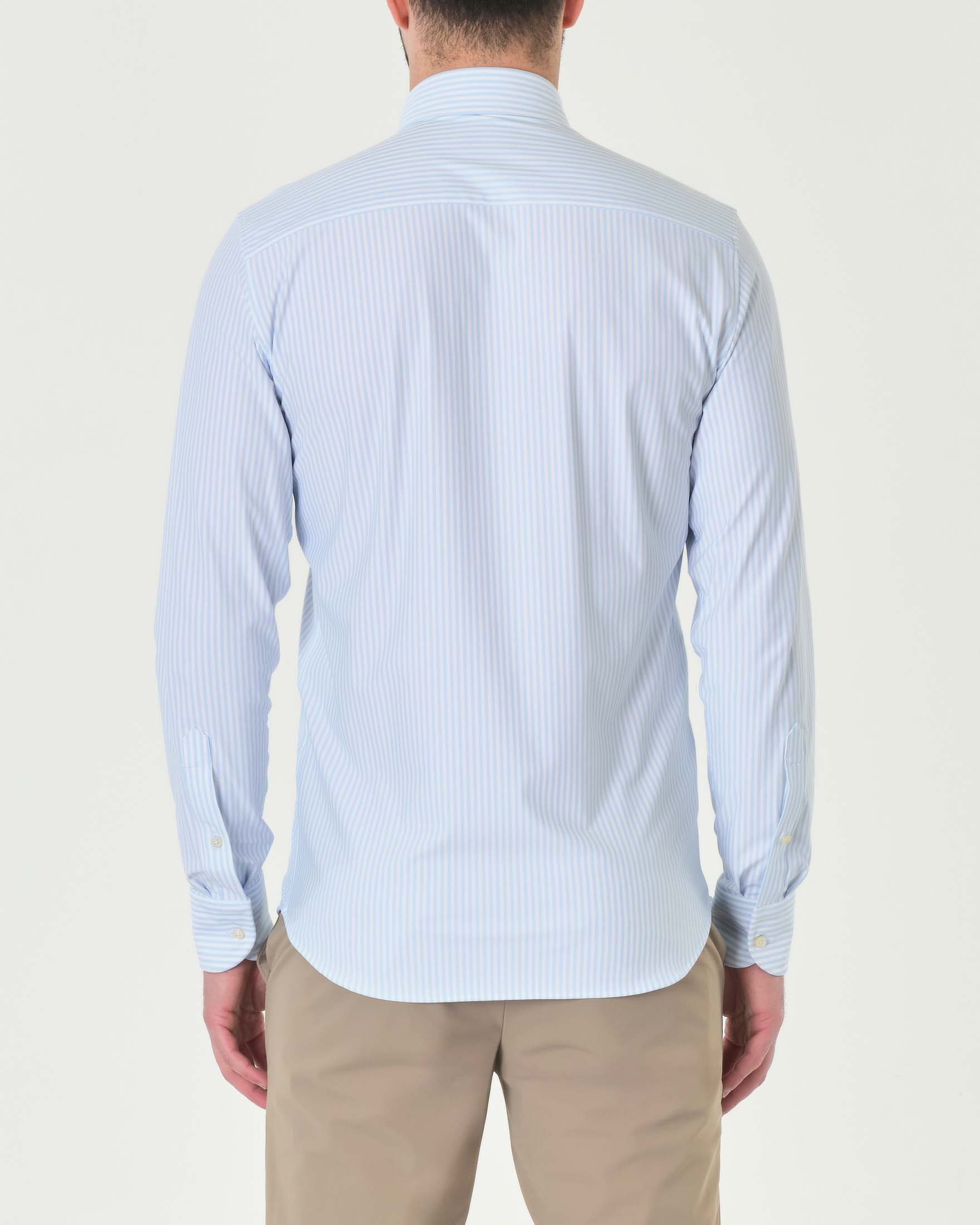 Camicia bastoncino bianco e azzurro in tessuto tecnico hyper comfort
