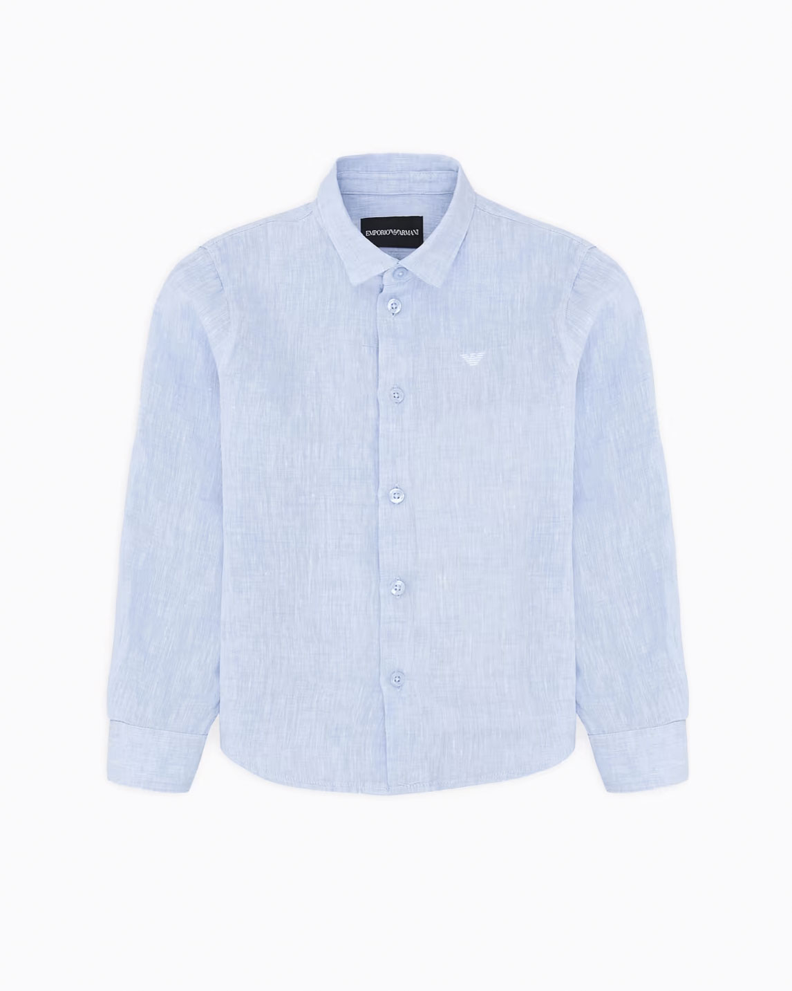 Camicia Junior azzurra in puro lino con logo aquila