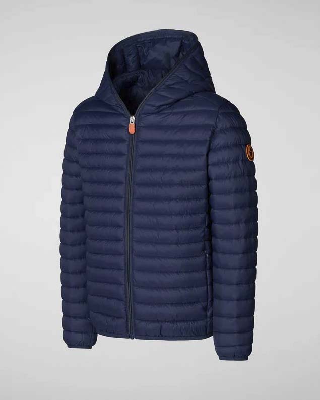 Piumino Save the duck blu Huey con cappuccio fisso in nylon opaco imbottito in Plumtech® image