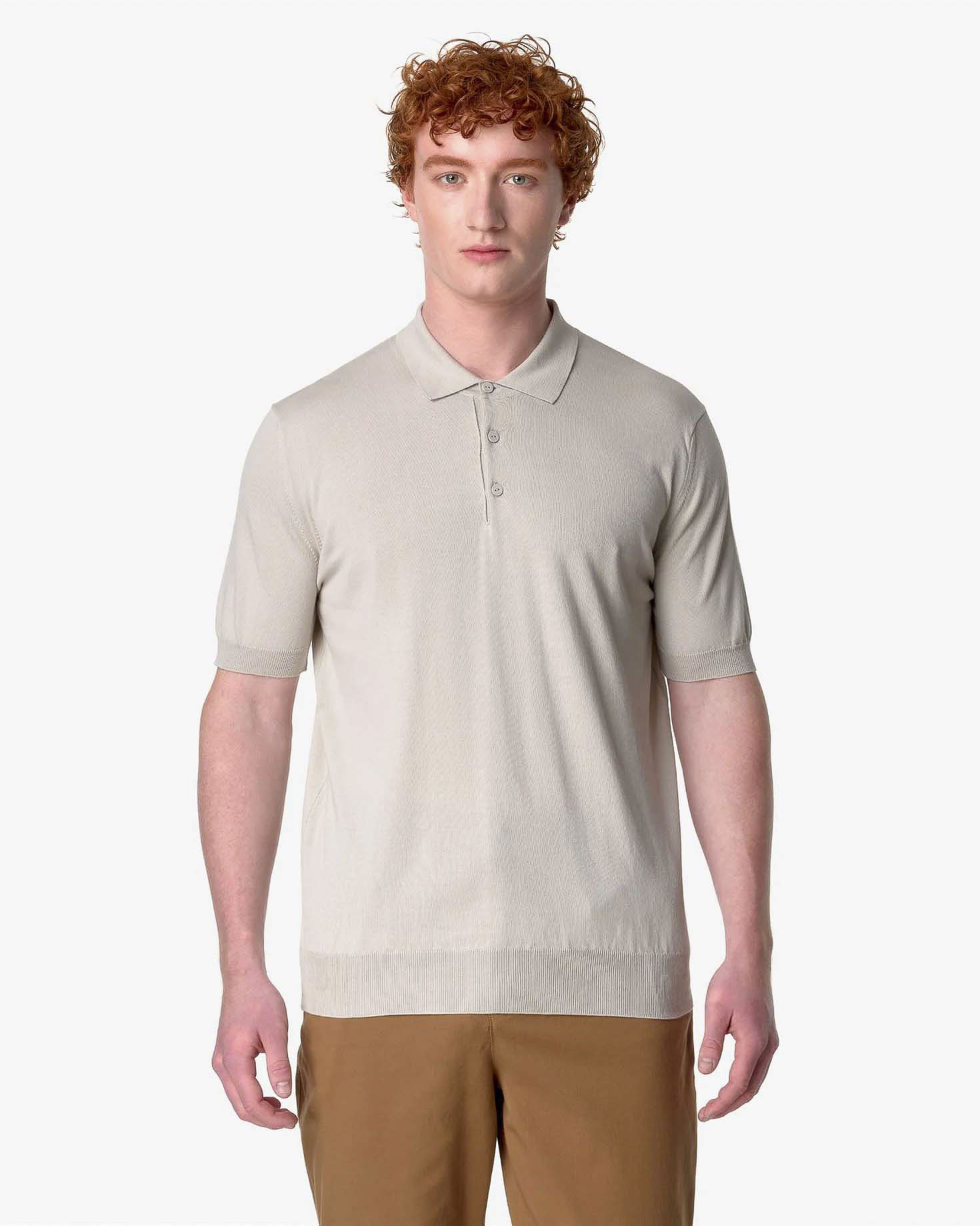 Polo K-way Pleyne beige mezza manica in filato di cotone egiziano