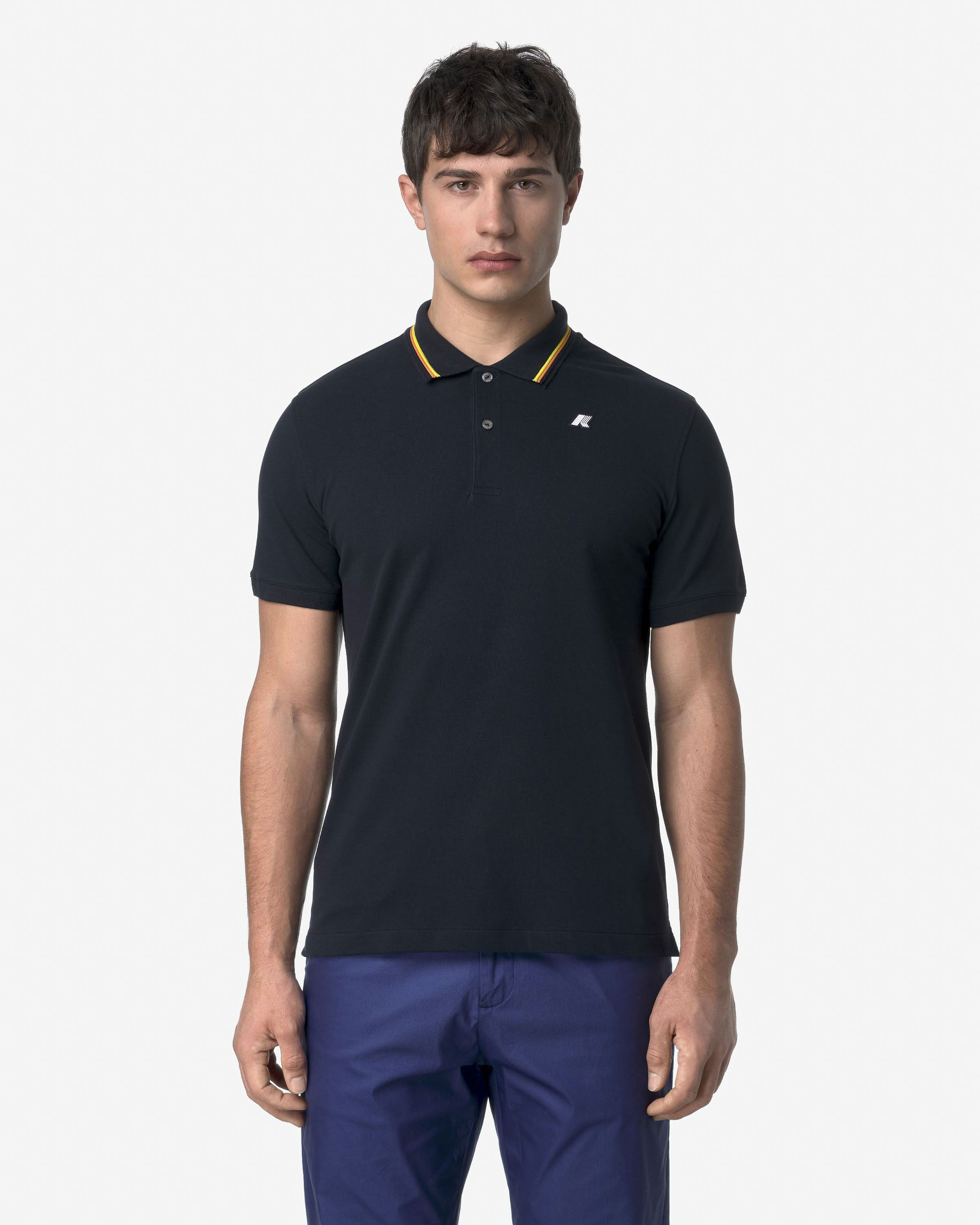 Polo Jude blu mezza manica con bordino sul colletto