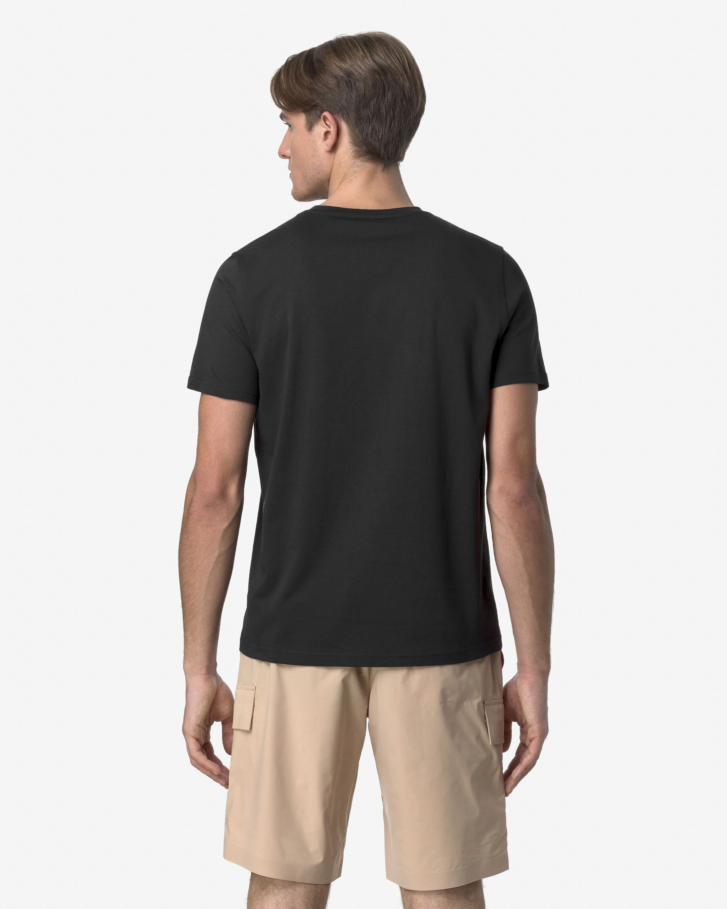 T-shirt K-way nera mezza manica in puro cotone con taschino image