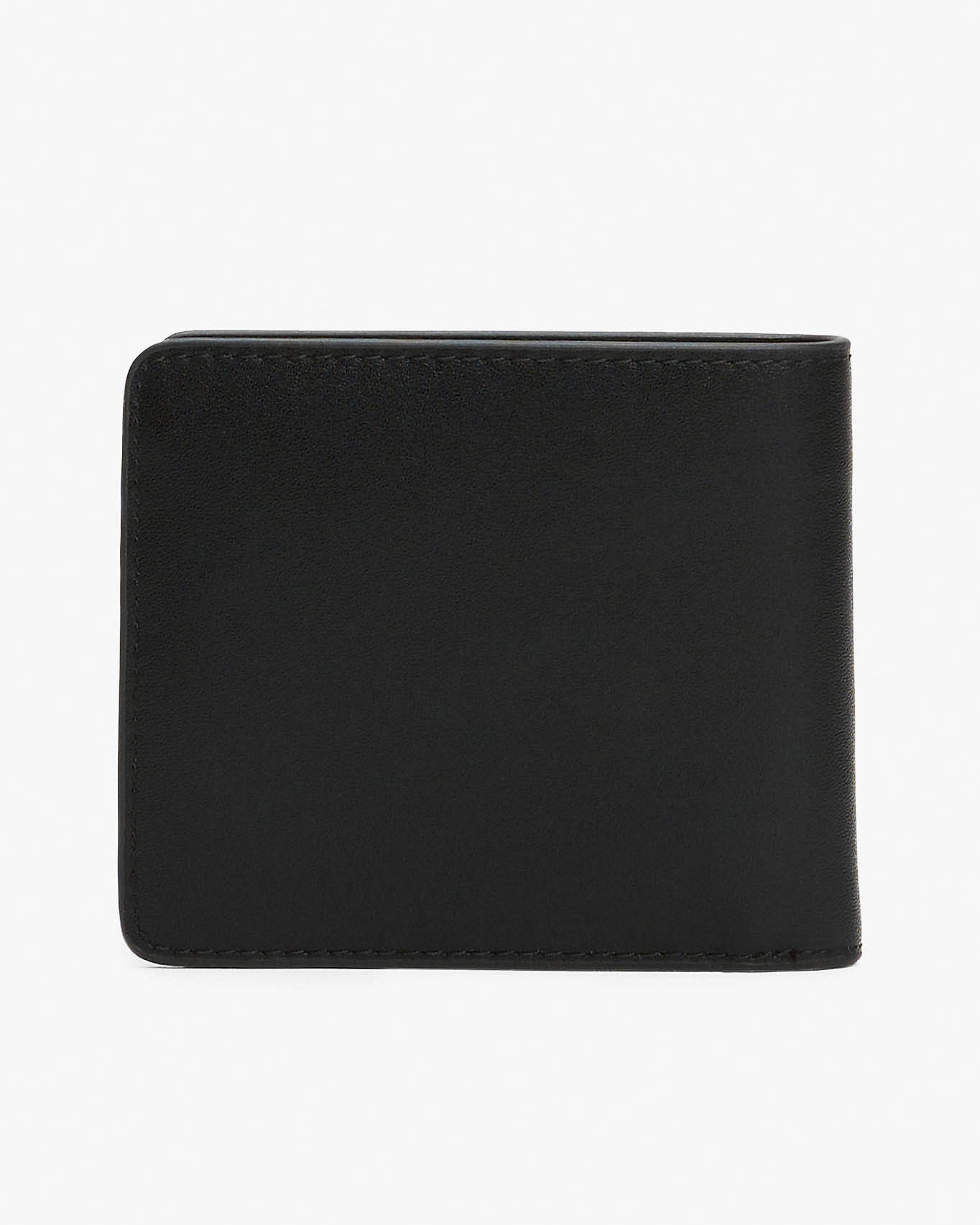 Portafoglio bifold nero in pelle riciclata zigrinata con logo flag stampato sul davanti