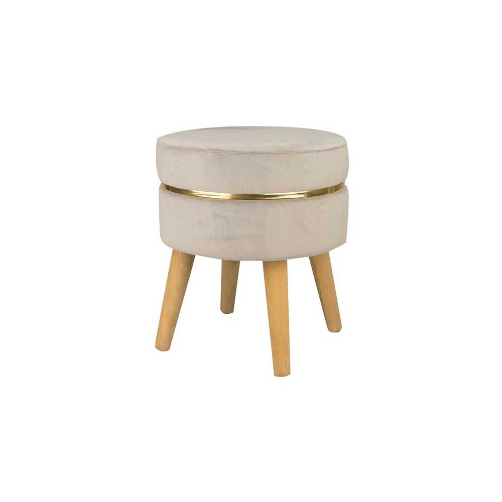 Vea Sgabello Sunshine In Velluto Colore Grigio Con Fascia Oro Diametro 35X41H Cm