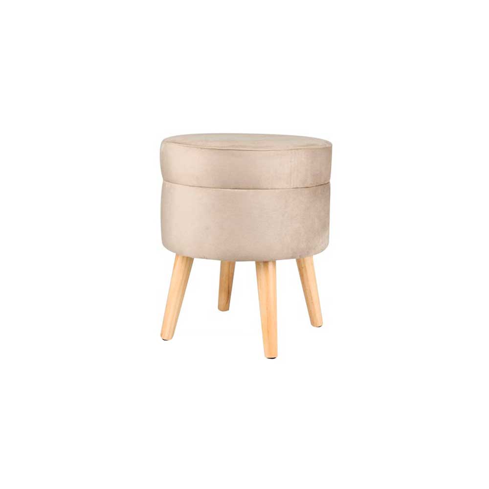 Vea Sgabello Cloud In Velluto Con Contenitore Colore Tortora Diametro 36X43H Cm