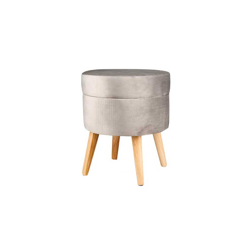 Vea Sgabello Cloud In Velluto Con Contenitore Colore Grigio Diametro 36X43H Cm
