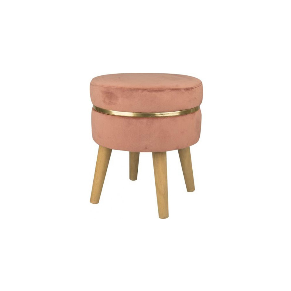 Vea Sgabello Sunshine In Velluto Colore Rosa Antico Con Fascia Oro Diametro 35X41H Cm