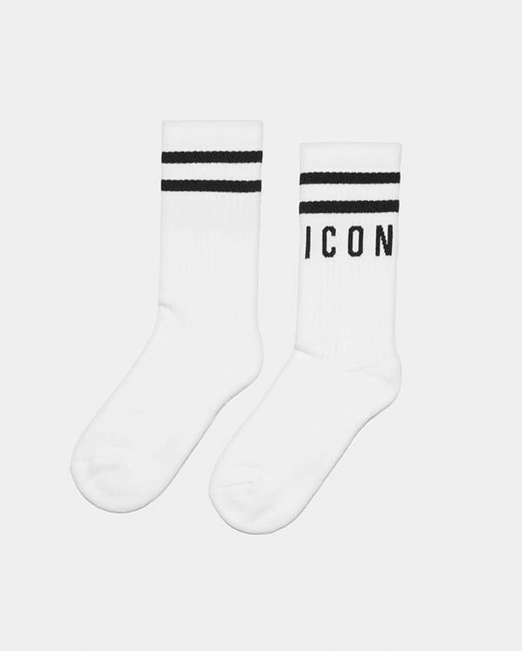 Calzino bianco in spugna di cotone con logo Icon