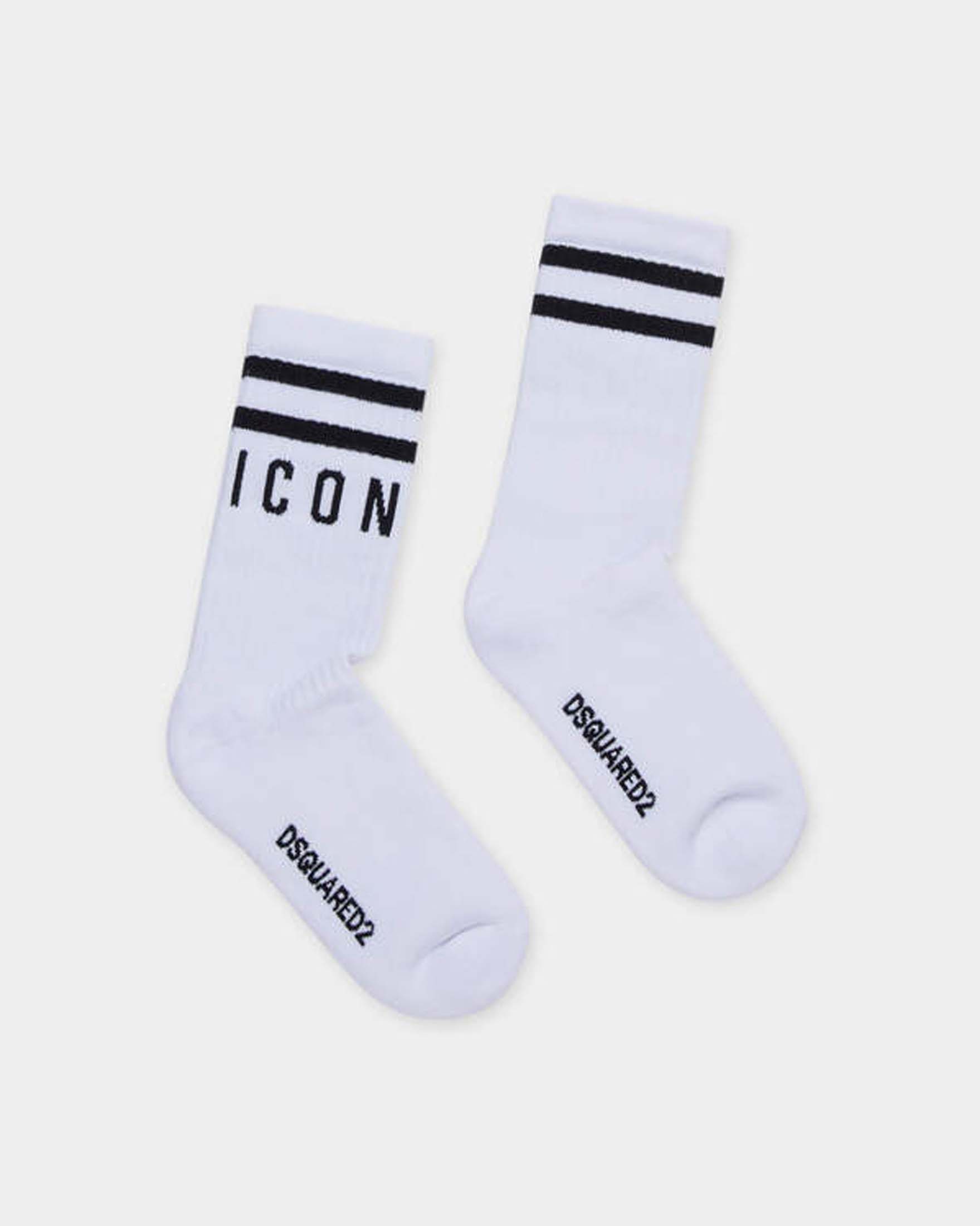 Calzino bianco in spugna di cotone con logo Icon