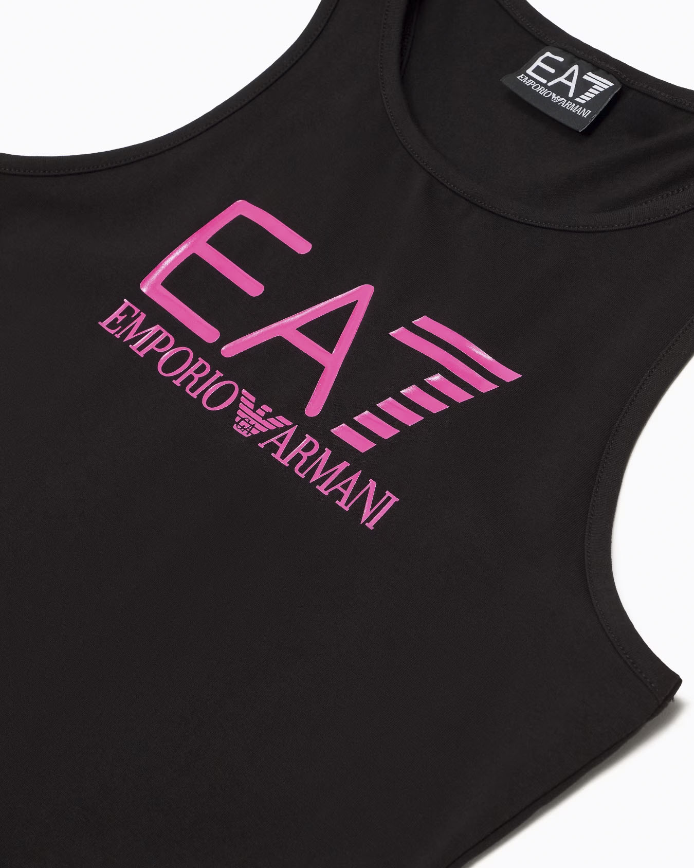 Abito smanicato nero sportivo con logo EA7 fuxia image