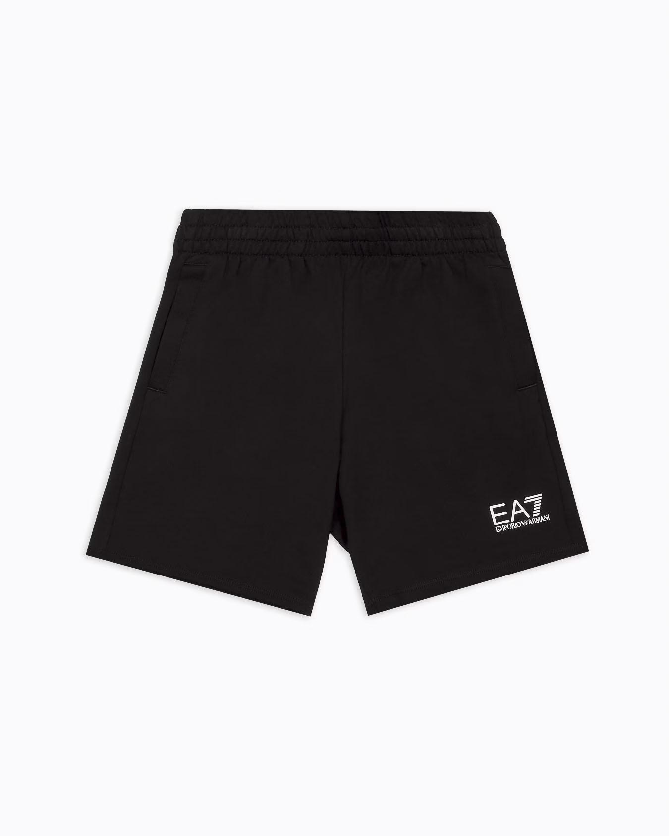 Bermuda nero EA7 in felpa di puro cotone