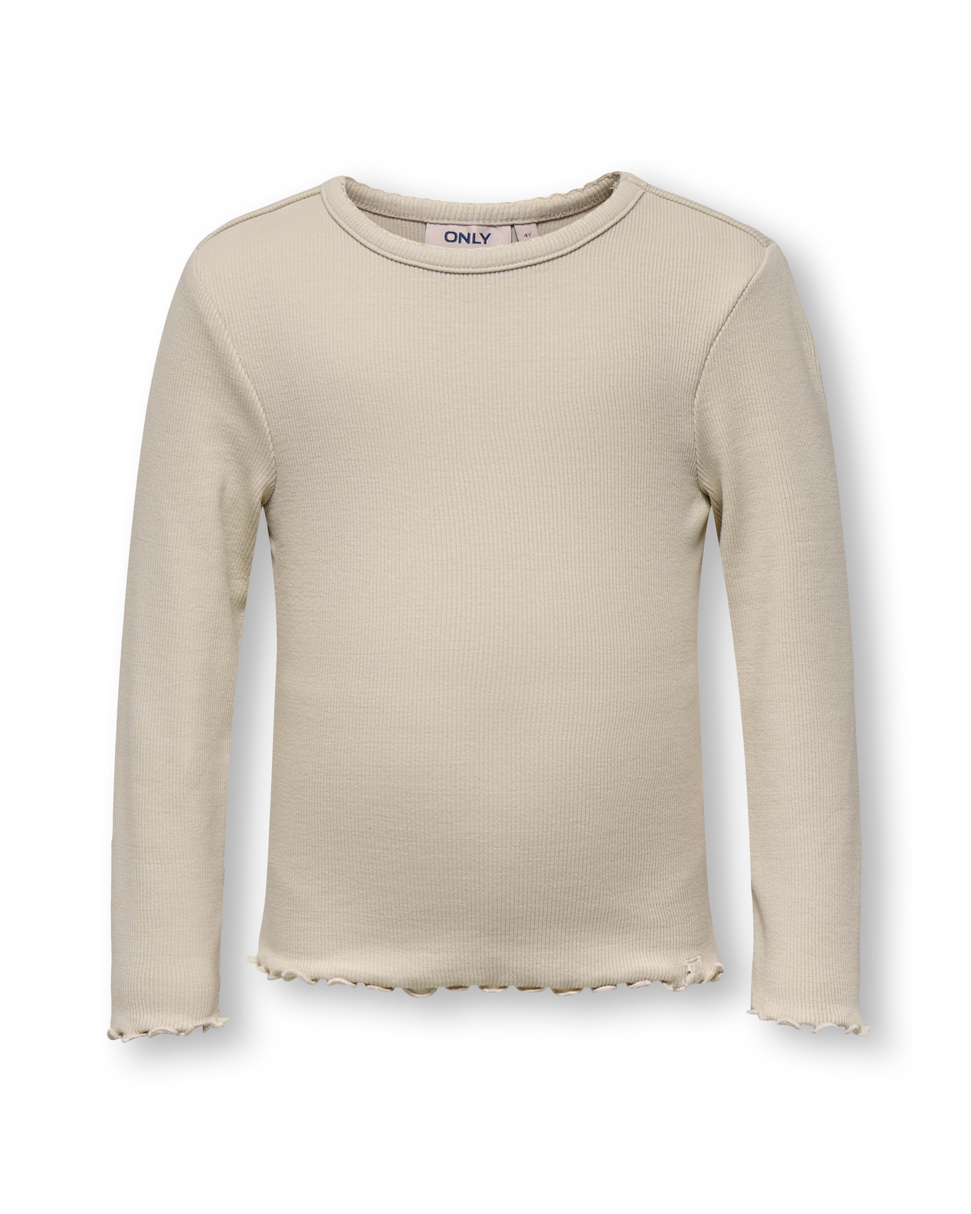 T-shirt Kids Only avorio manica lunga in cotone stretch a costine