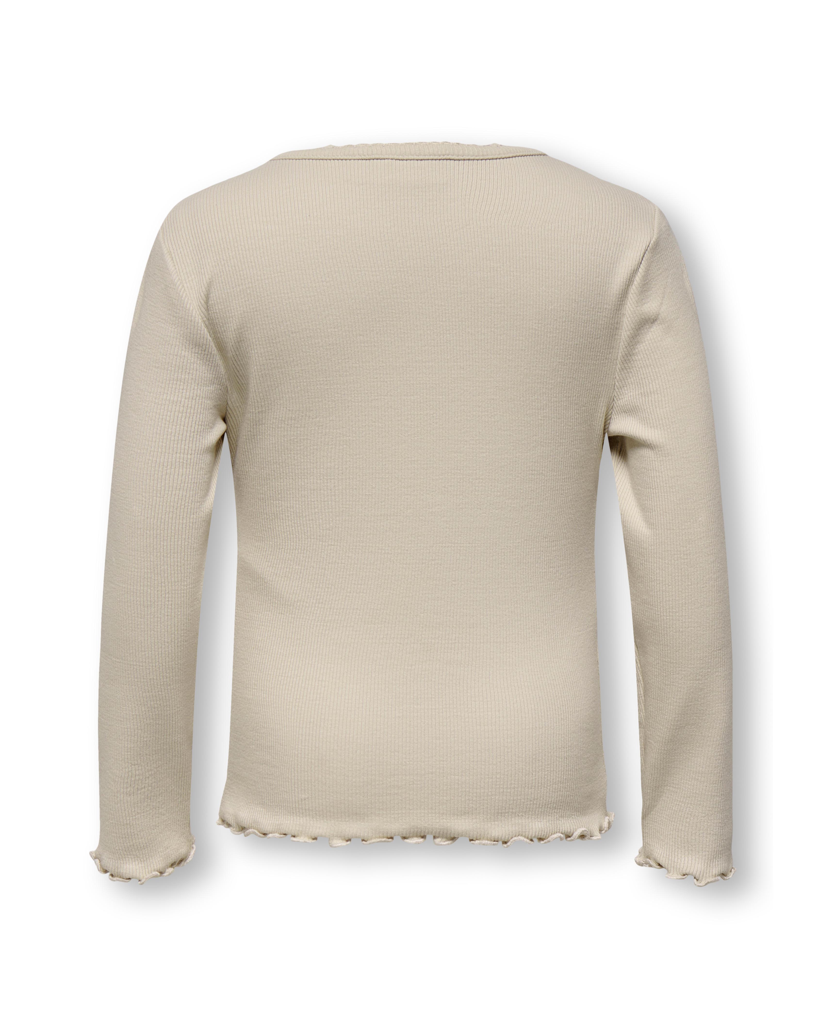 T-shirt Kids Only avorio manica lunga in cotone stretch a costine image