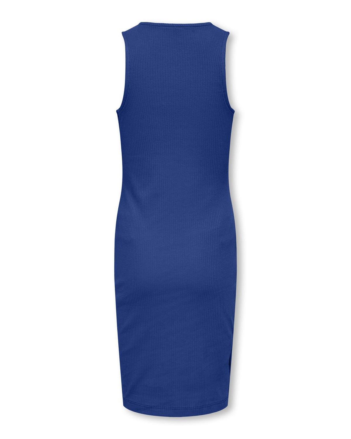 Abito midi blu royal a tubino senza maniche in cotone stretch image