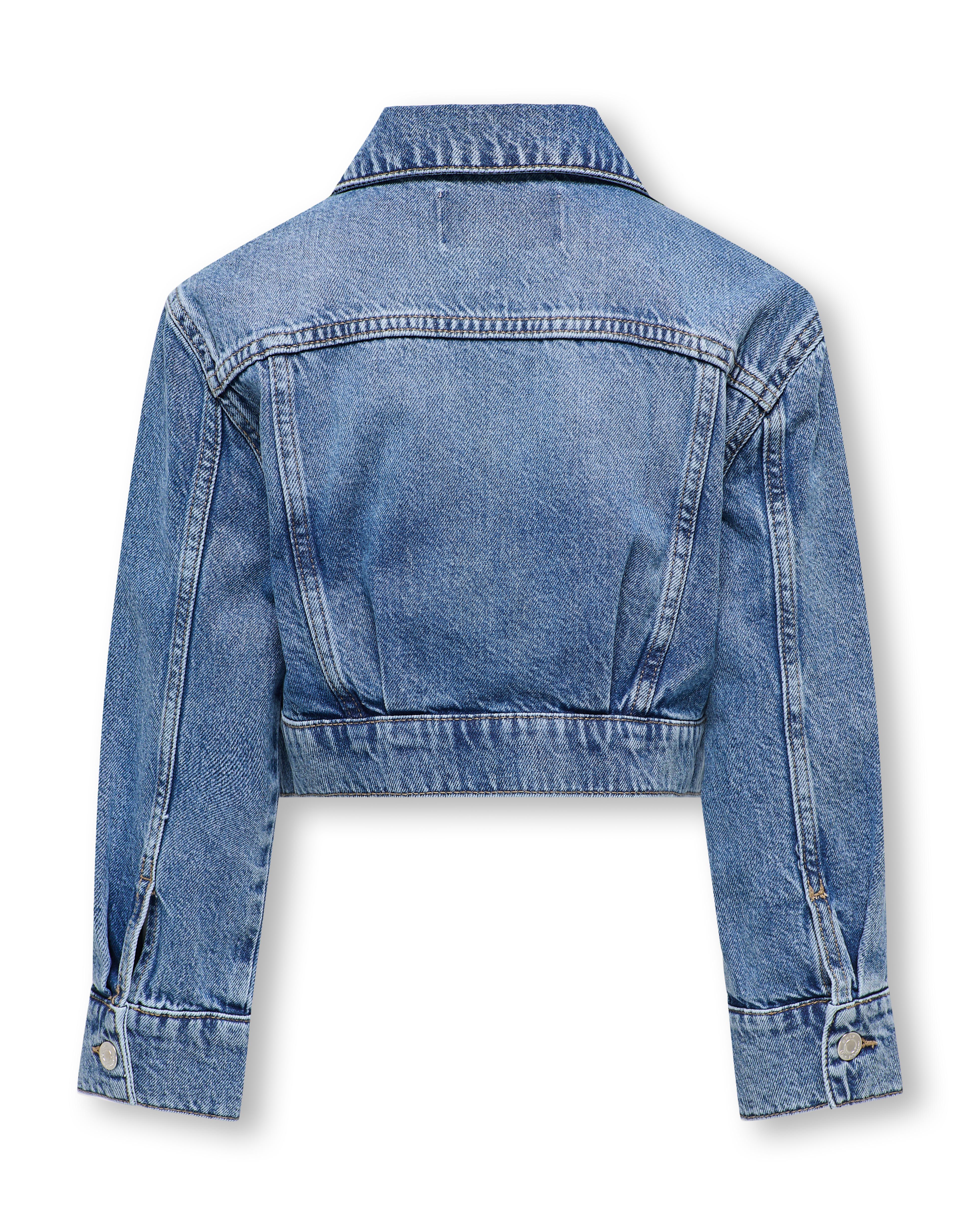 Giubbino cropped in denim a lavaggio medio in puro cotone image