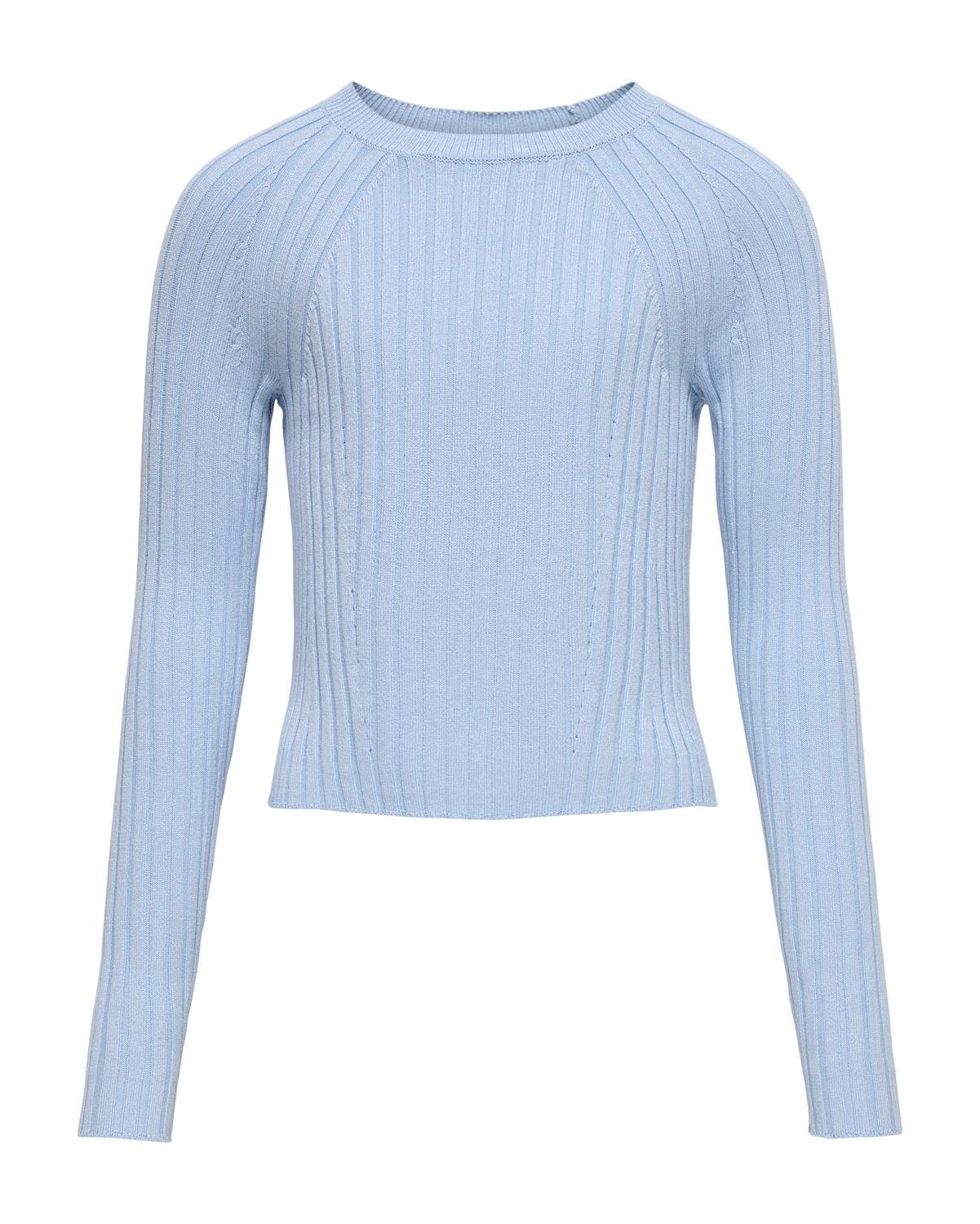 Maglia azzurra a maniche lunghe e coste larghe in misto viscosa